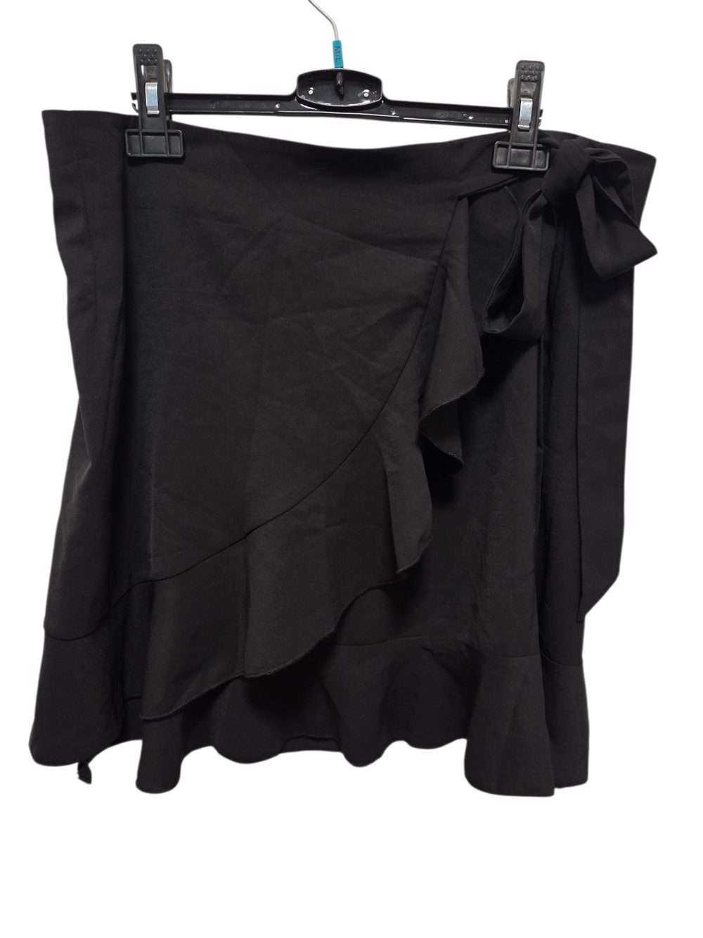 Black Ruffle Wrap Mini Skirt
